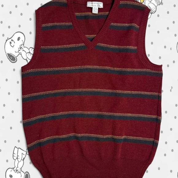Tricots St. Raphael Other - Men's Vintage Maroon Striped Sweater Vest (Tricots St. Raphael)